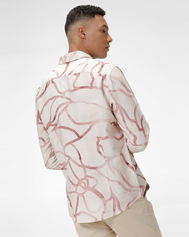 Peach Web Print Shirt