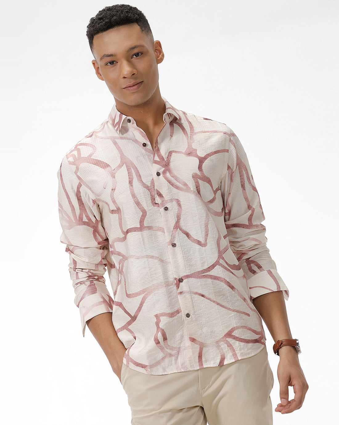 Peach Web Print Shirt