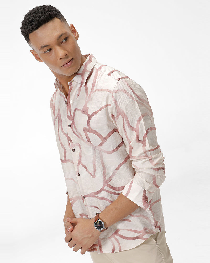 Peach Web Print Shirt