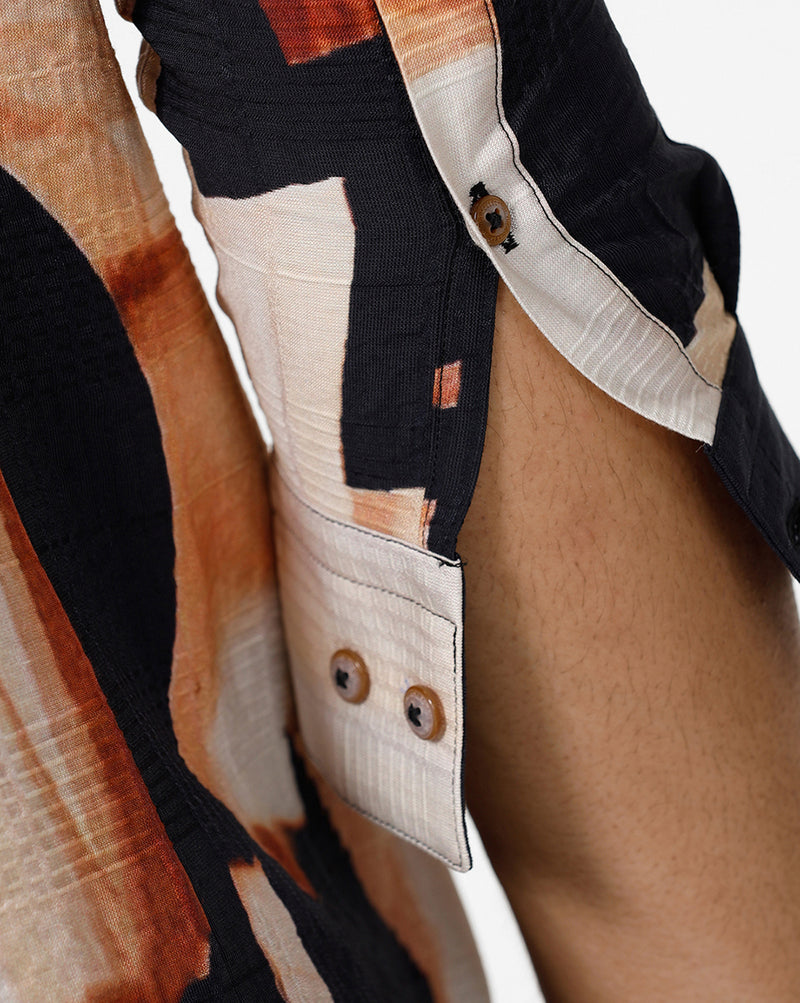 Black Cream Abstract Print Shirt – PANGOLIN