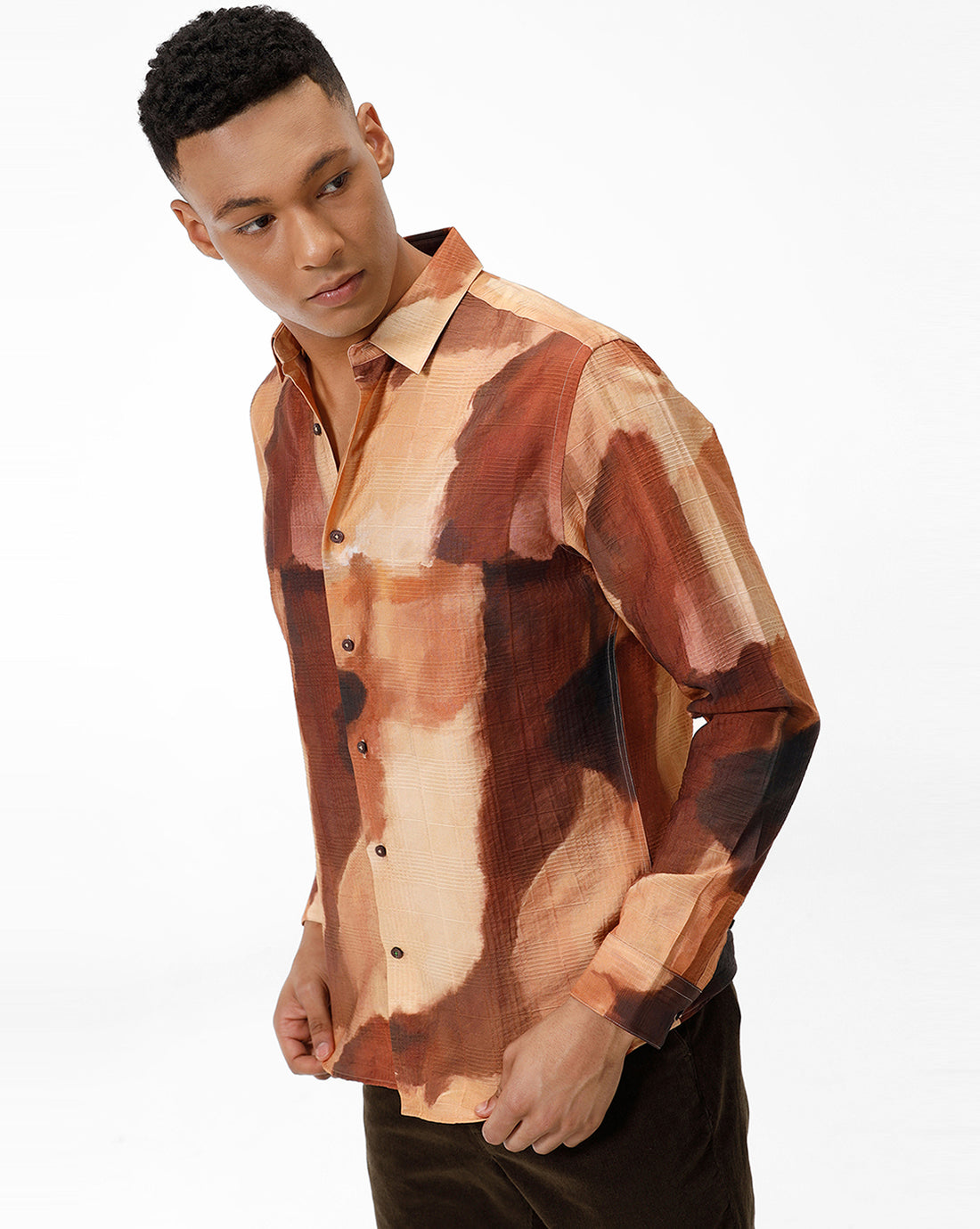 Rust Brown Abstract Casual Shirt