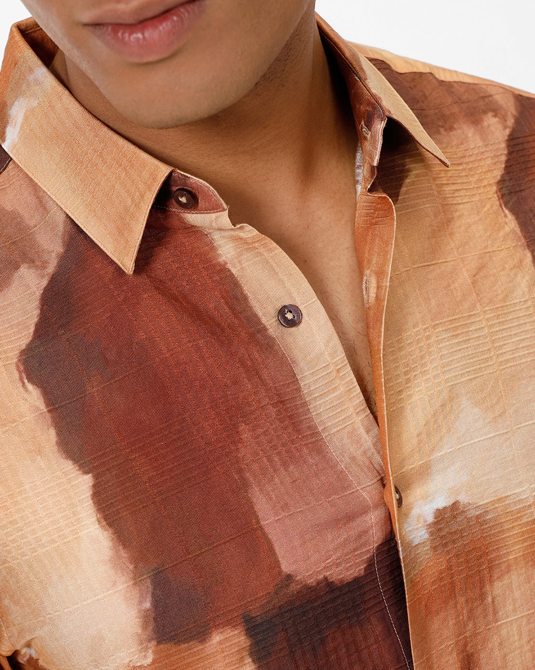 Rust Brown Abstract Casual Shirt