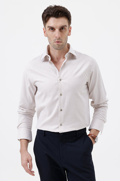 BEIGE COTTON DOBBY SHIRT