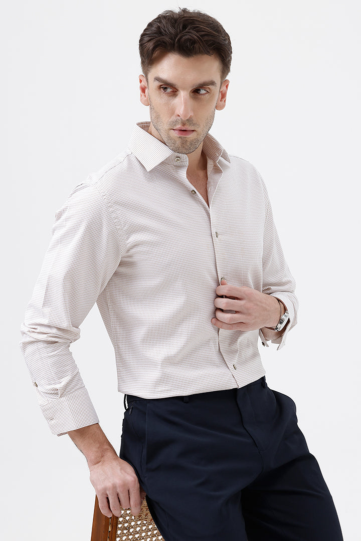 BEIGE COTTON DOBBY SHIRT