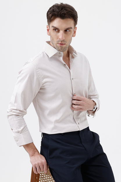 BEIGE COTTON DOBBY SHIRT