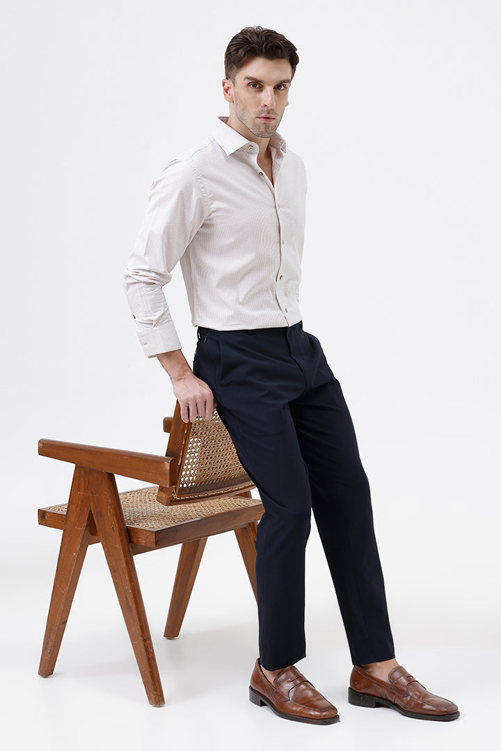 BEIGE COTTON DOBBY SHIRT