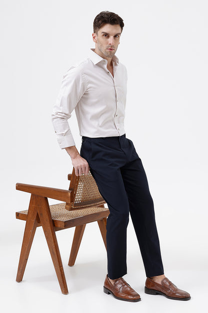BEIGE COTTON DOBBY SHIRT