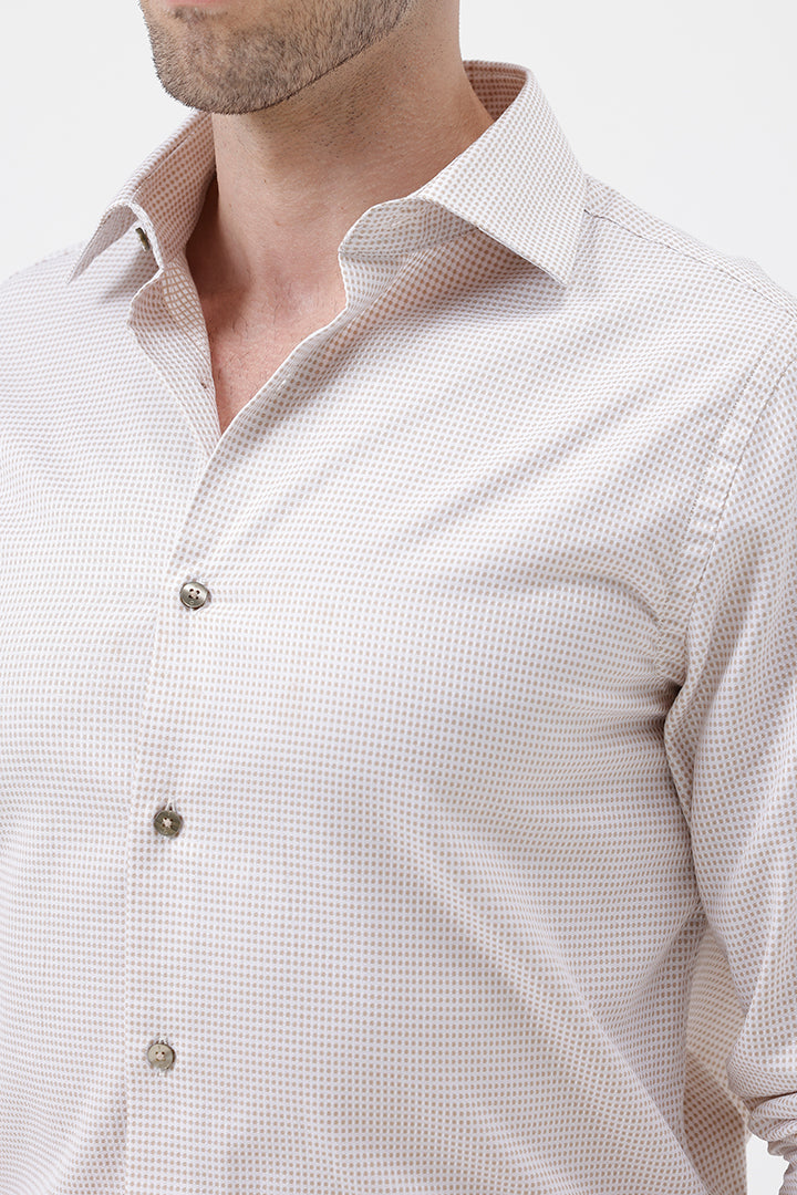 BEIGE COTTON DOBBY SHIRT