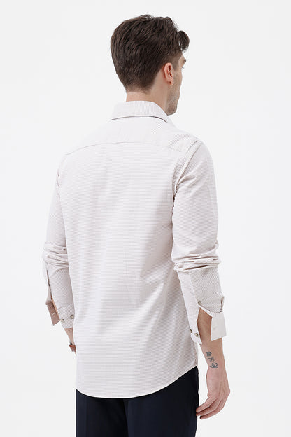 BEIGE COTTON DOBBY SHIRT
