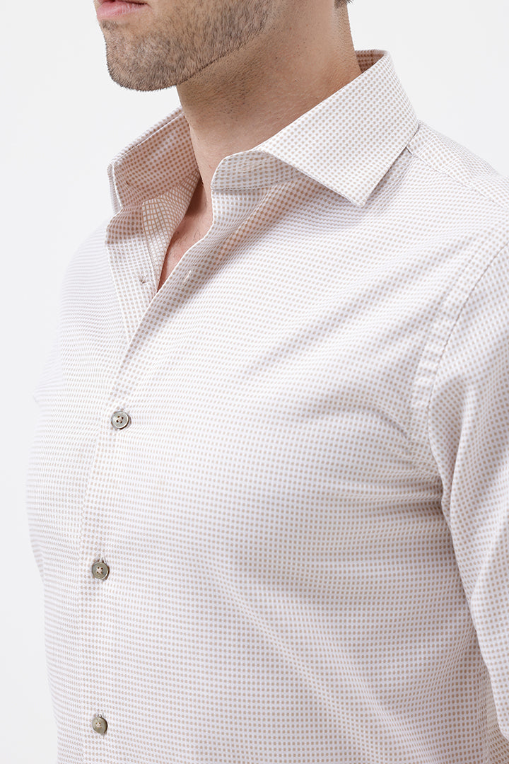 BEIGE COTTON DOBBY SHIRT