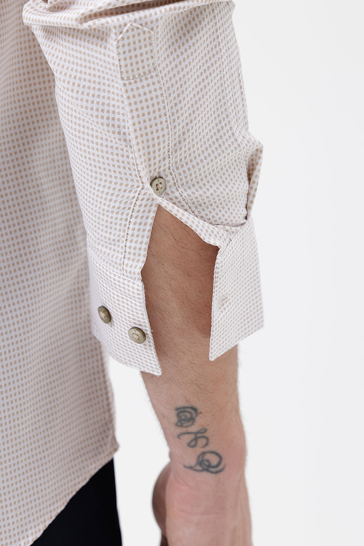 BEIGE COTTON DOBBY SHIRT