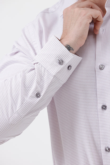 LIGHT PINK COTTON DOBBY SHIRT