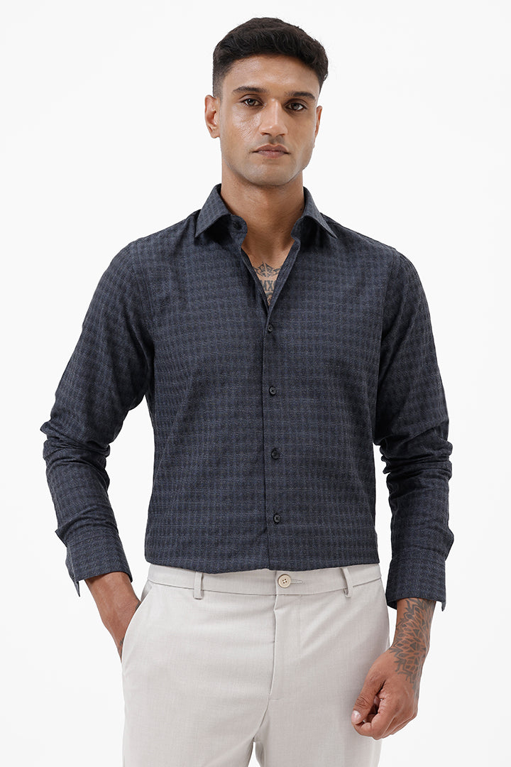 CHARCOAL COTTON DOBBY SHIRT