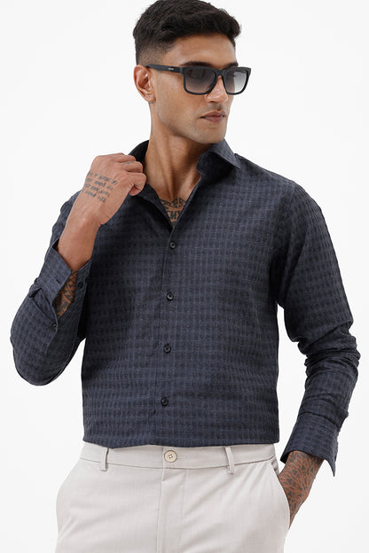 CHARCOAL COTTON DOBBY SHIRT