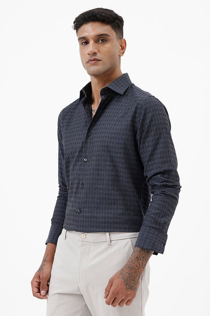 CHARCOAL COTTON DOBBY SHIRT