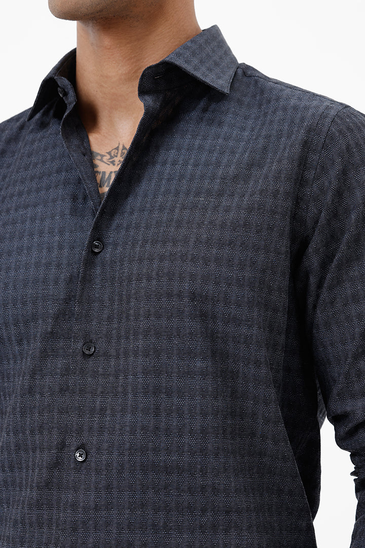 CHARCOAL COTTON DOBBY SHIRT