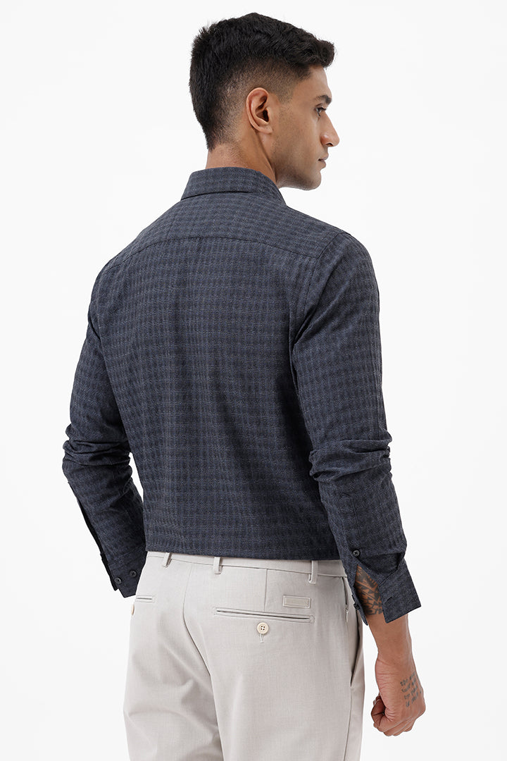 CHARCOAL COTTON DOBBY SHIRT