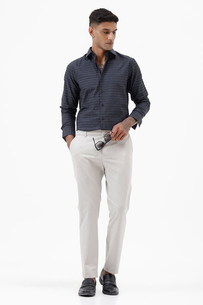 CHARCOAL COTTON DOBBY SHIRT