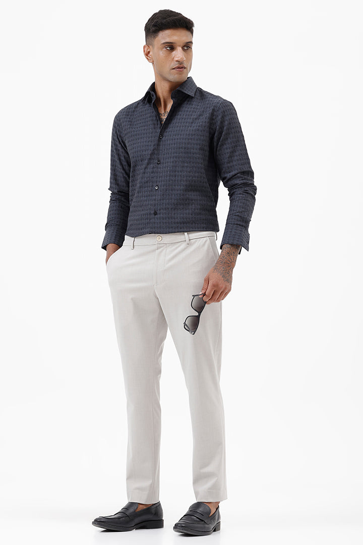 CHARCOAL COTTON DOBBY SHIRT