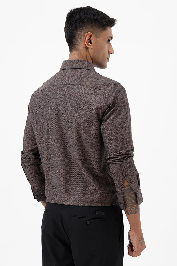 BROWN COTTON JACQUARD SHIRT