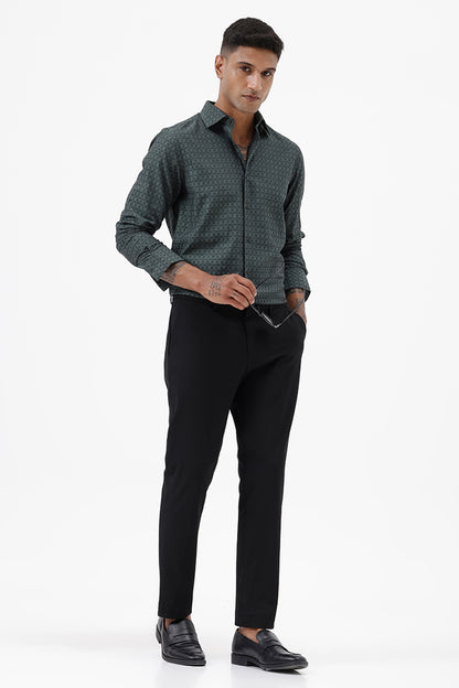 FOREST GREEN COTTON DOBBY SHIRT
