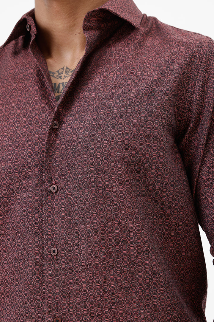 MAROON COTTON JACQUARD SHIRT