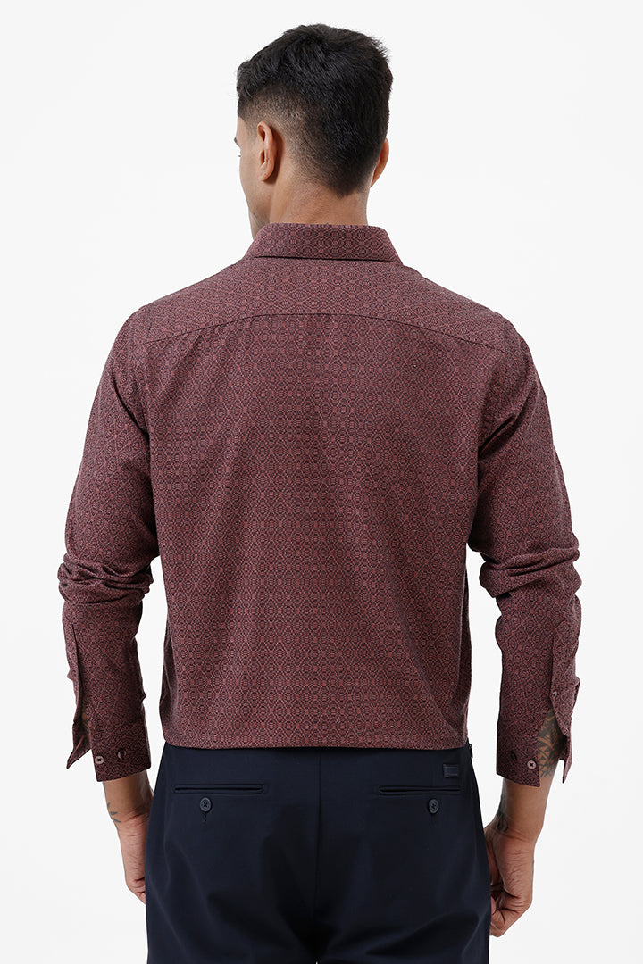MAROON COTTON JACQUARD SHIRT