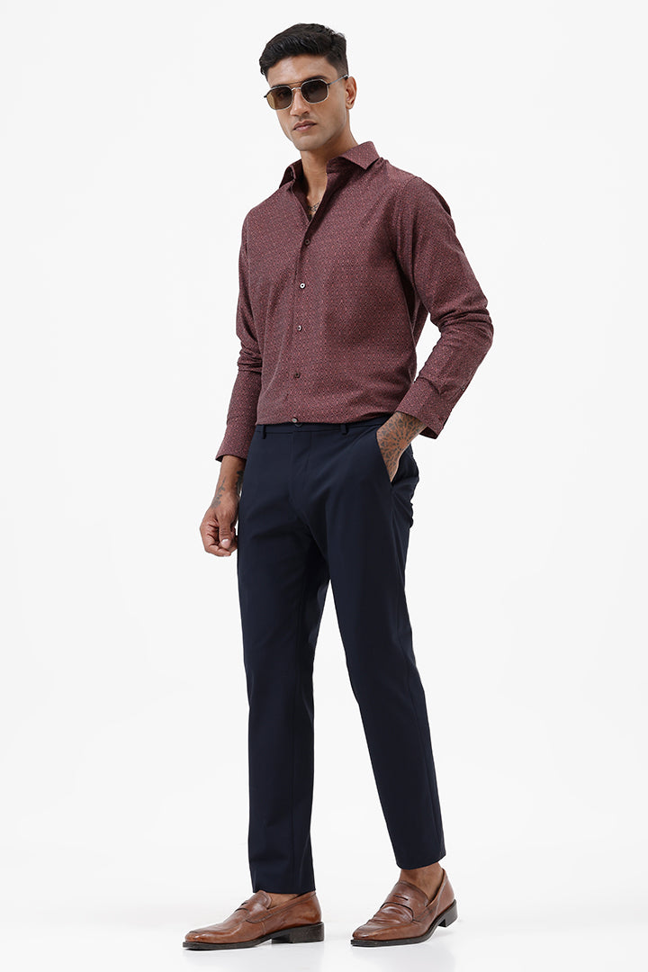 MAROON COTTON JACQUARD SHIRT