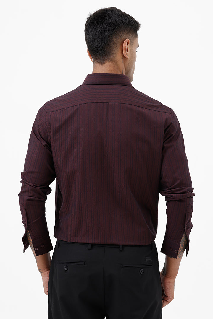 WINE HERRINGBONE COTTON SHIRT