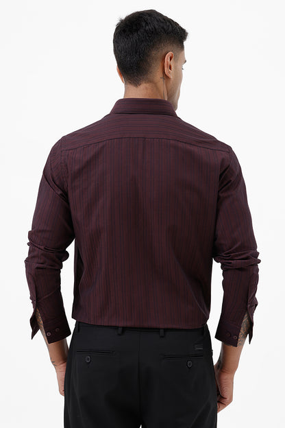 WINE HERRINGBONE COTTON SHIRT