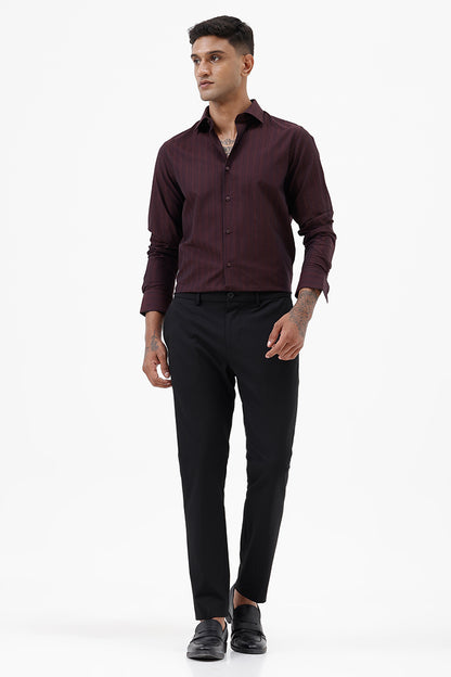 WINE HERRINGBONE COTTON SHIRT