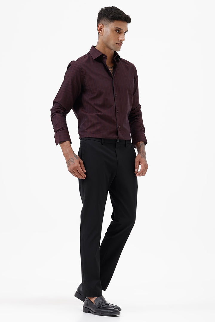 WINE HERRINGBONE COTTON SHIRT