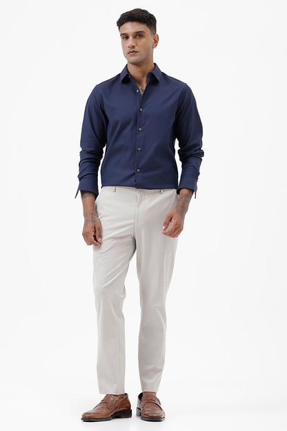 NAVY COTTON DOBBY SHIRT