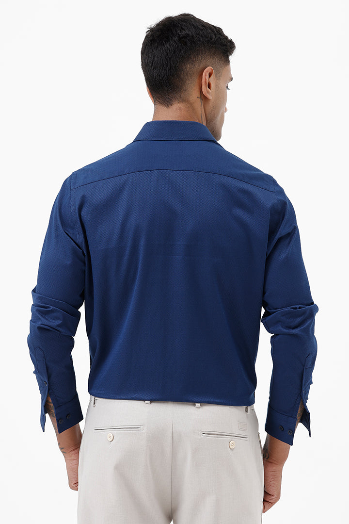 NAVY COTTON DOBBY SHIRT