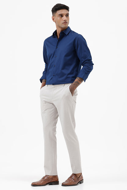 NAVY COTTON DOBBY SHIRT
