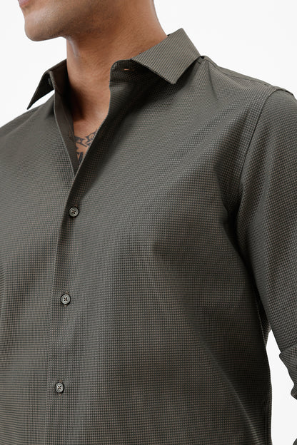 GREEN COTTON DOBBY SHIRT