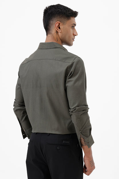 GREEN COTTON DOBBY SHIRT