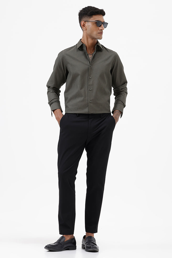 GREEN COTTON DOBBY SHIRT