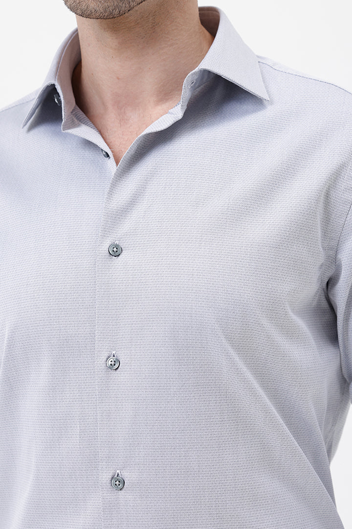 GREY COTTON DOBBY SHIRT