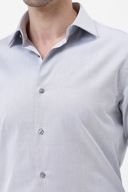 GREY COTTON DOBBY SHIRT