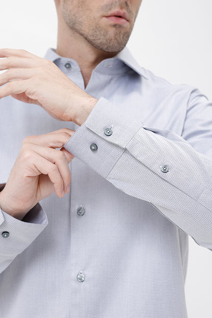 GREY COTTON DOBBY SHIRT