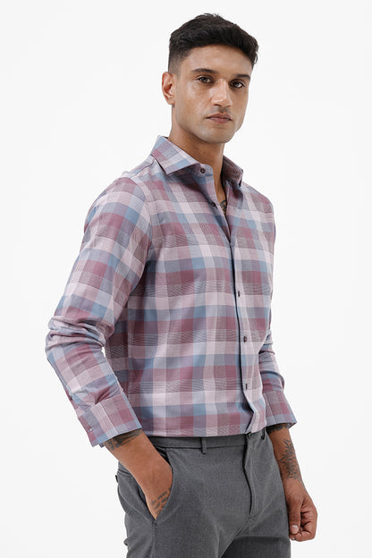 PINK/ GREY  COTTON CHECK SHIRT