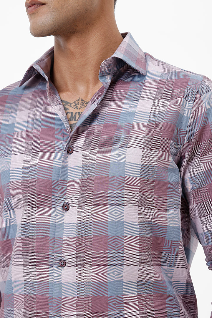 PINK/ GREY  COTTON CHECK SHIRT