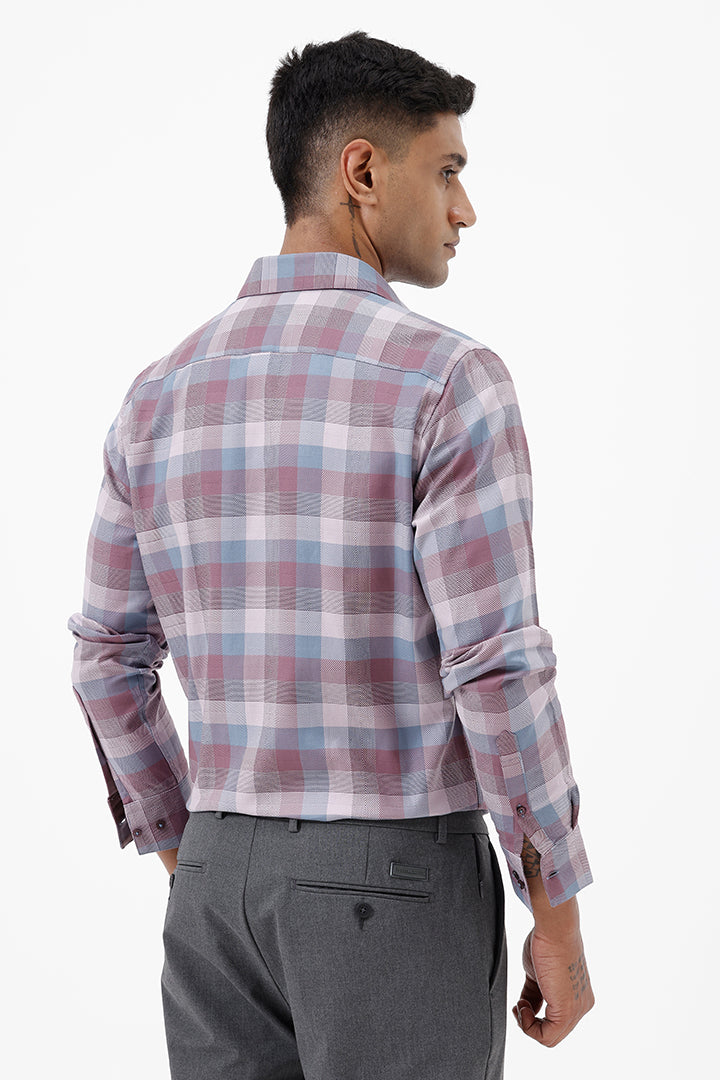 PINK/ GREY  COTTON CHECK SHIRT