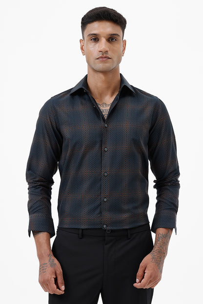DARK GREEN COTTON CHECK SHIRT