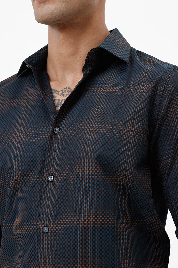 DARK GREEN COTTON CHECK SHIRT