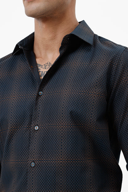 DARK GREEN COTTON CHECK SHIRT