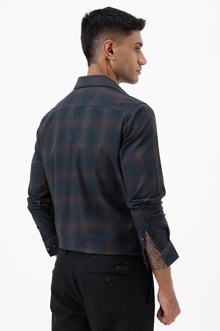 DARK GREEN COTTON CHECK SHIRT