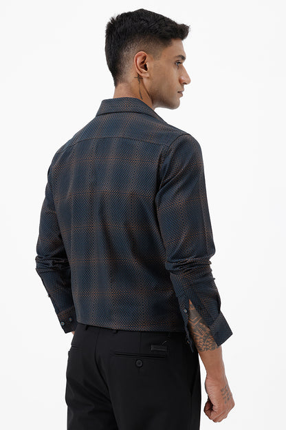 DARK GREEN COTTON CHECK SHIRT