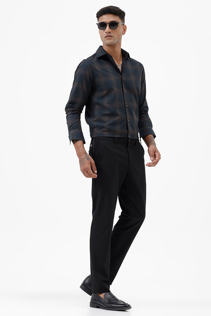 DARK GREEN COTTON CHECK SHIRT